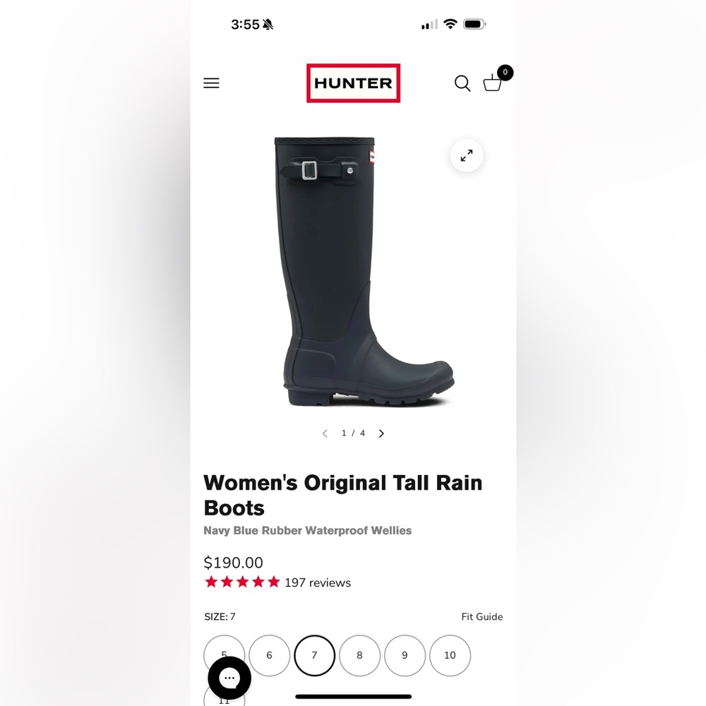 Hunter Women's Original Tall Rain Boots - Navy - Size 7